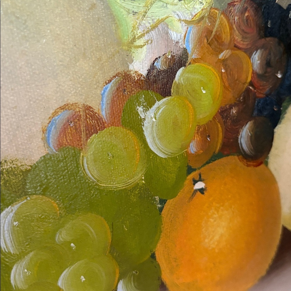 Vintage Floral Wine & Fruit Still Life Painting Gold Wood Frame Original Art - Picture 16 of 17